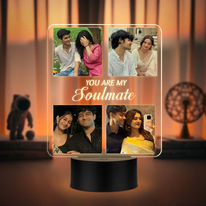 Personalized You are My Soulmate LED Night Lamp with Warm White Light Gift for Wife, Husband, Girlfriend, Boyfriend Birthday Gift for Loveable Person